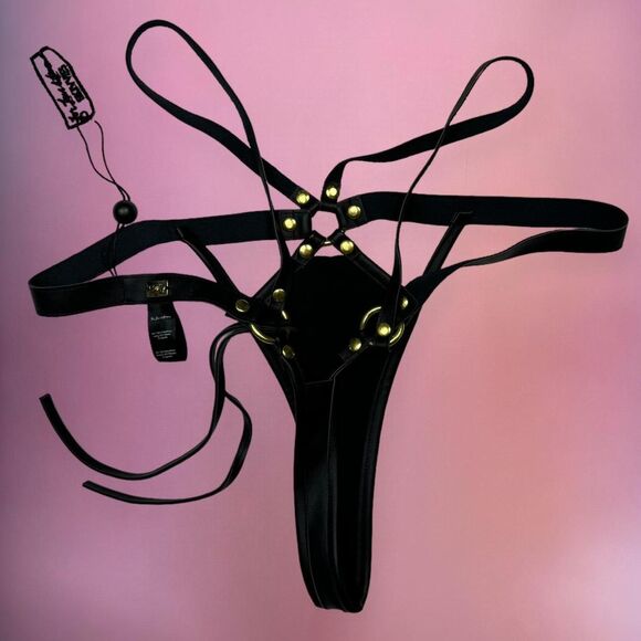 For Love and Lemons matching faux leather bralette and thong lingerie set - Picture 4 of 8